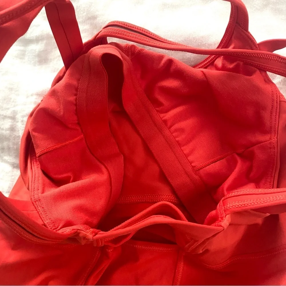Lululemon Happy Strappy Tank Alarming Red Orange Athletic Top Size 4 Workout